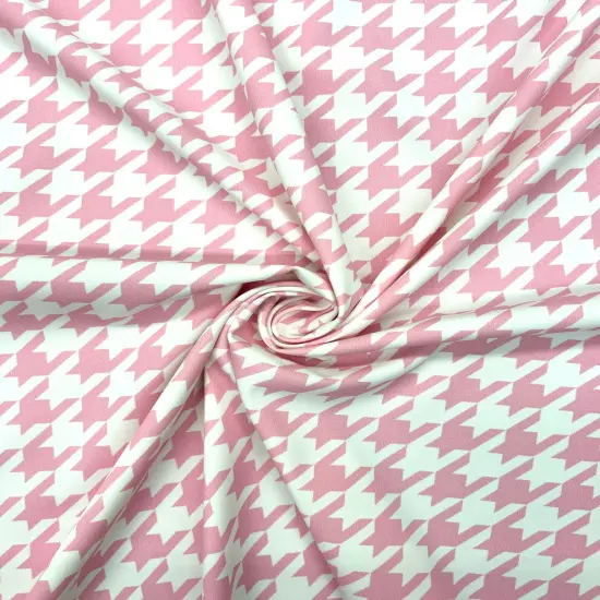 1 Yard Baby Pink Houndstooth Print Spandex Fabric Four-Way Stretch Swimwear Leggings 58/60 Inches Wide {1}