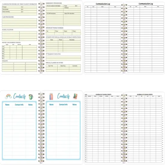 Teacher Planner Undated - 8.5 X 11 inch with 5 Sheets Stickers {5}