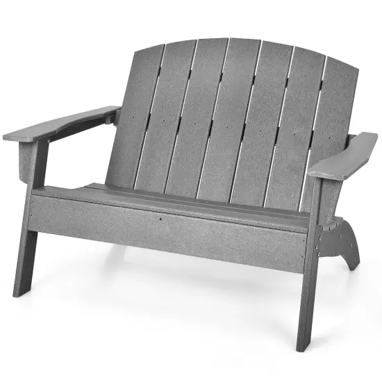 CostwayPatio Adirondack Chair Loveseat Bench HDPE Weather Resistant Deck Grey {2}