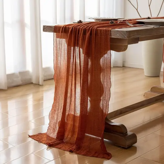 Table Runner Cheesecloth - Rustic Burnt Orange {4}
