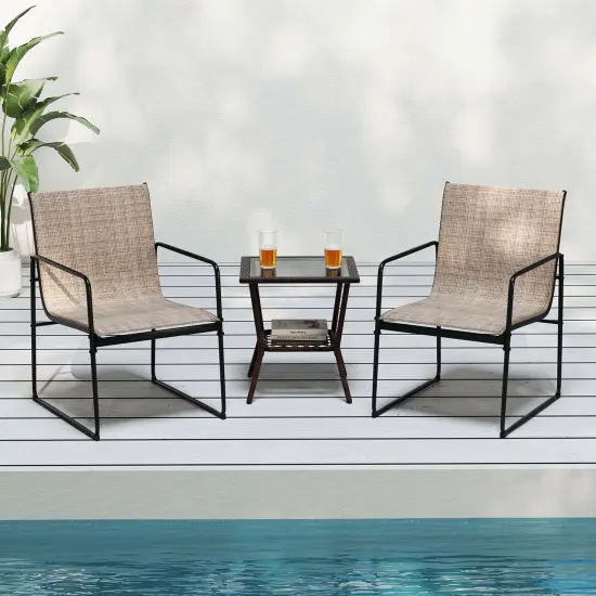 Costway 2/4 PCS Outdoor Dining Chairs Patio Furniture Chair with Breathable Seat & Backrest {4}