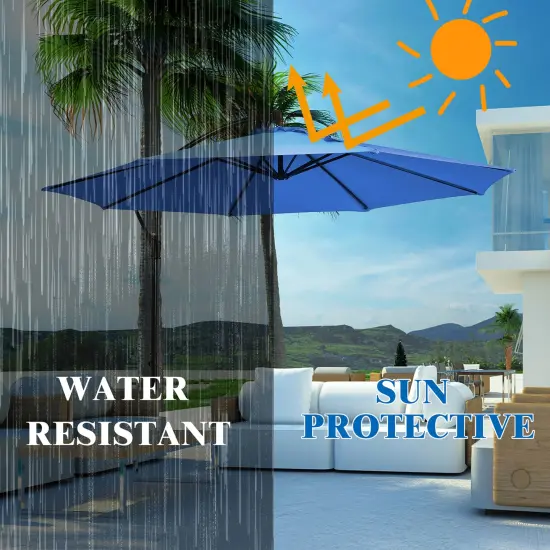 Costway 10FT Patio Offset Hanging Umbrella Easy Tilt Adjustment 8 Ribs Backyard Burgundy\Beige\Tan\Blue {4}