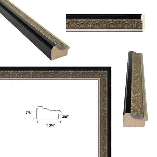 Floral Antique Silver With Black Lip Picture Frame 15x15 frame {3}