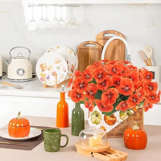 6 Bundles Artificial Fall Flowers Outdoors {2}