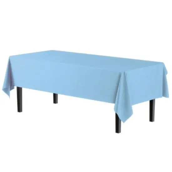 Exquisite 6-Pack Premium Plastic Tablecloth 54in. x 108in. Rectangle Plastic Table Cover Light Blue {4}