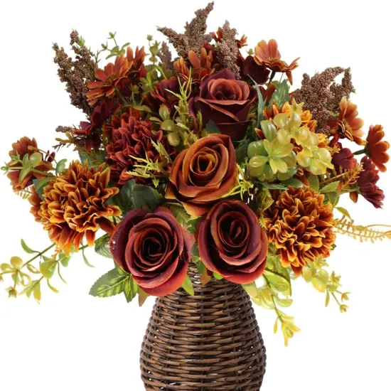 4 Bundles Autumn Faux Flower Arrangements {1}