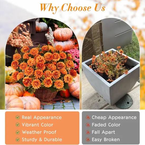 Fall Flowers Artificial 4 Pcs 36 Heads Fake Mums {3}