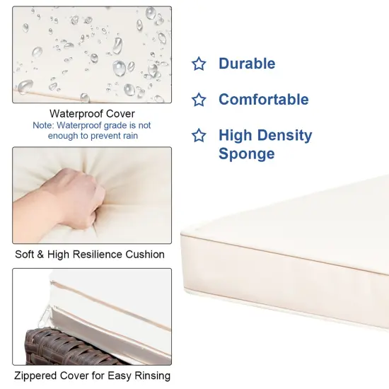 Costway 3PCS Patio Rattan Wicker Bar Table Stools Dining Set Cushioned Chairs Garden {6}