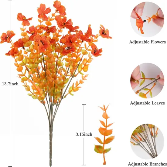 20 Bundles Fall Orange Artificial Flowers for Outdoor {3}