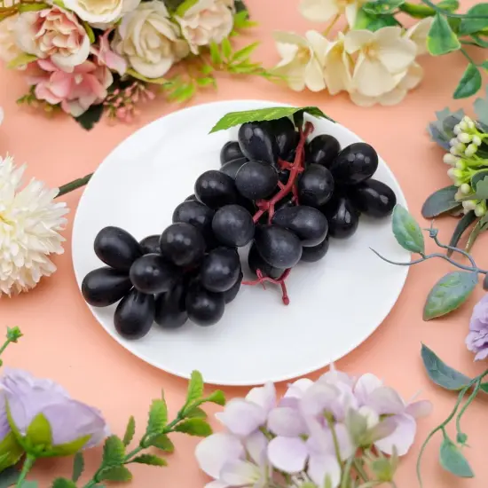4 Bunches Fake Black Grapes {3}