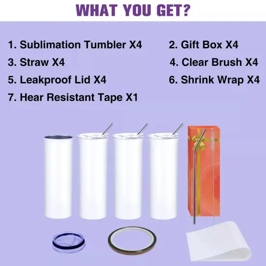 A-SUB A4 125g Sublimation Paper + 20oz Skinny Tumblers 4PK Bundle {3}