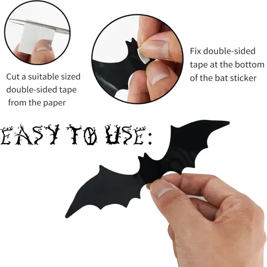 120 Pcs 3D Bats Halloween Decorations,Halloween Wall Decor 4 Sizes {3}