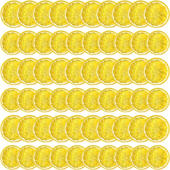 60 Pcs Fake Lemons Decor Mini Simulation Fruit Lemon Slices {1}