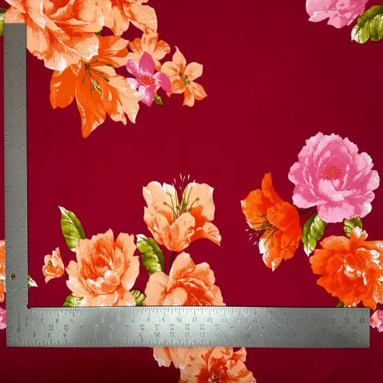 1 Yard Techno Crepe Knit Fabric Floral Design Soft Stretch 58"-60" Width Sky Blue {6}