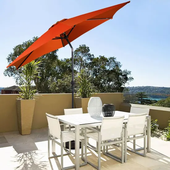 Costway 9FT Patio Umbrella Patio Market Steel Tilt W/ Crank Outdoor Yard Garden Orange {4}