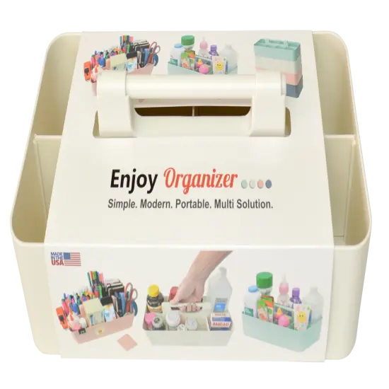 Enjoy Organizer 2 Pack Portable Caddy Organizer Stackable With Handle 8 Compartment Divided Art Storage Caddy Supply Basket Made In USA {3}