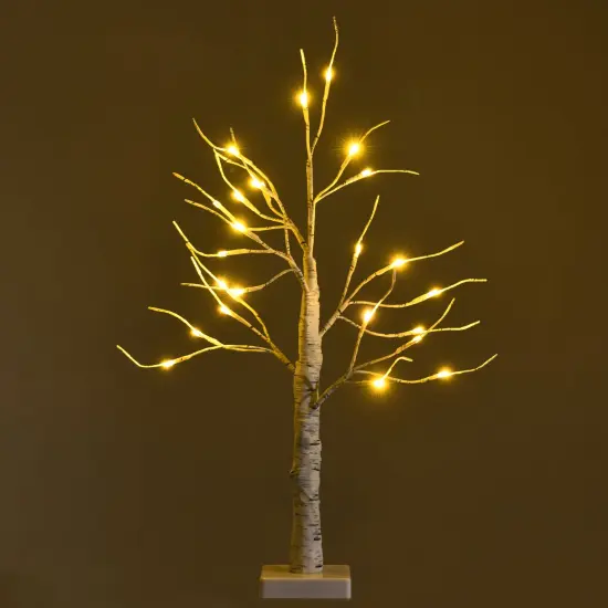 Costway 2ft/ 4ft/ 5ft/ 6ft Pre-lit White Twig Birch Tree for Christmas Holiday w/ LED Lights {7}