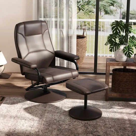 Costway Reclining Chair with Ottoman Lounge Accent Armchair Padded Seat Footrest for Bedroom {5}