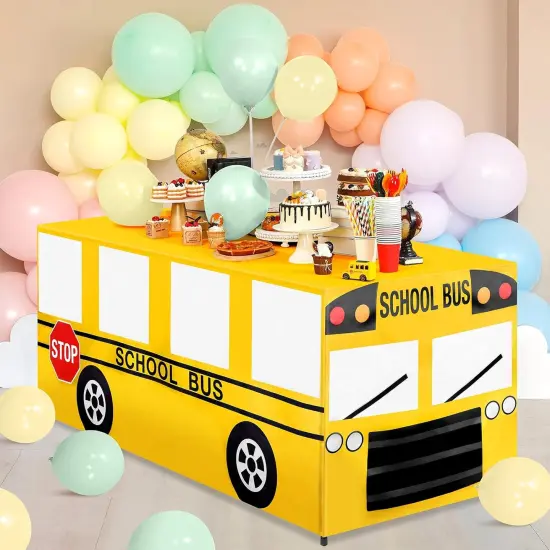 6 Ft School Bus Tablecloths Birthday Party Decorations {1}