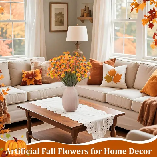 24 Bundles 6 Styles Artificial Fall Flowers Plants for Outdoors {5}