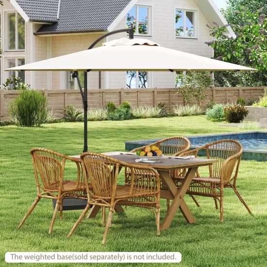 Costway 10' Hanging Umbrella Patio Sun Shade Offset Outdoor Market W/t Cross Base Beige {4}