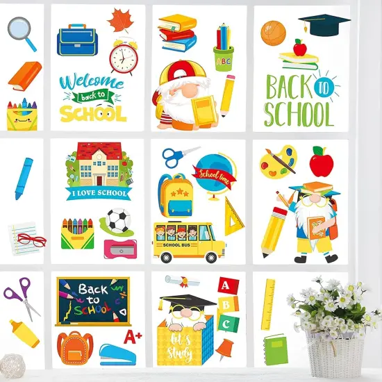 8 Sheets Back to School Window Clings {2}