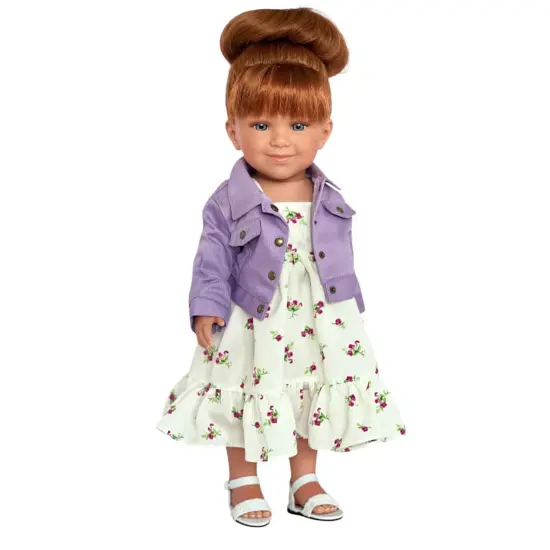 Autumn Rae Smiles Doll &ndash; Red Hair, Blue Eyes, Lavender Dress & Denim Jacket {2}