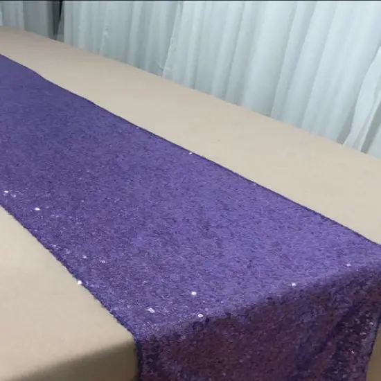 1 Yard Glitz Sequin Table Runner 11 x 96 Inches Sparkling Polyester Linen for Weddings and Events Silver {6}