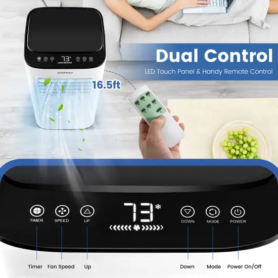 Costway 6000 BTU (9000 BTU ASHAR) Portable Air Conditioner 3-in-1 AC Unit with Cool Dehum Fan Sleep Mode {4}