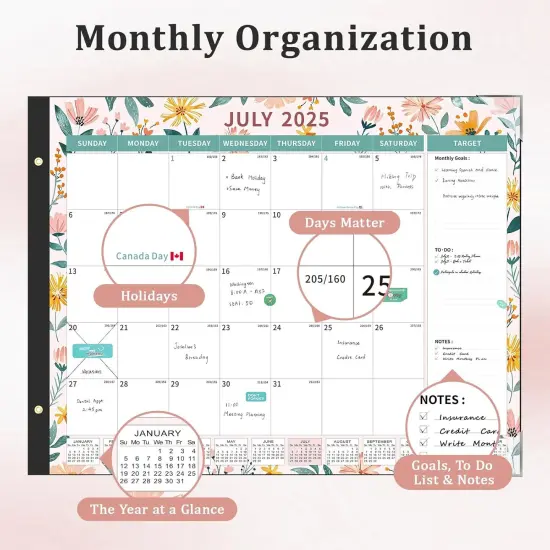 Desk Calendar 2025-2026 - 22"x17" - Ditsy Floral (Extra Large) {4}