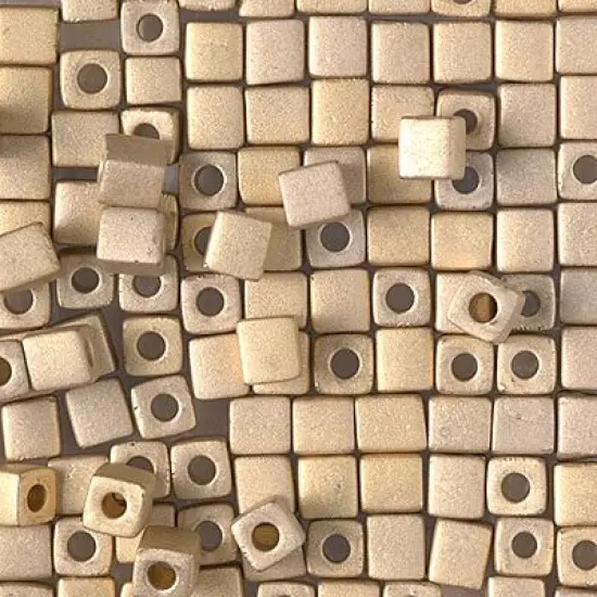 Miyuki 4mm Cube, #193F, Matte 24kt Gold Light Plated, 5 grams {1}