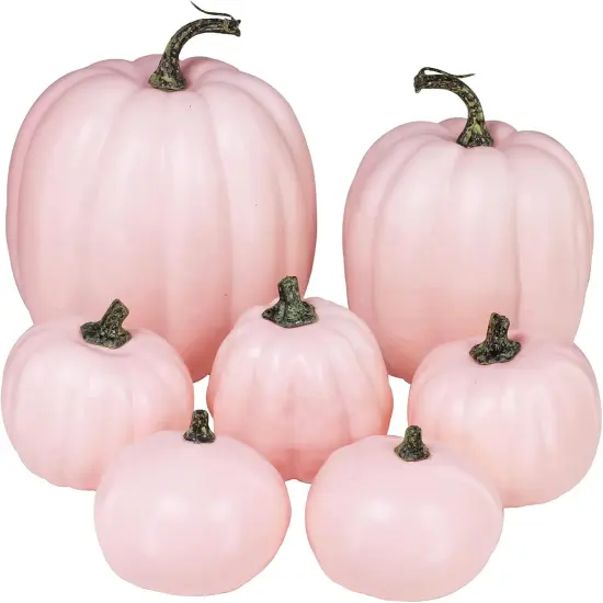 7 Pcs Pale Pink Pumpkins for Fall - Light Pink {1}