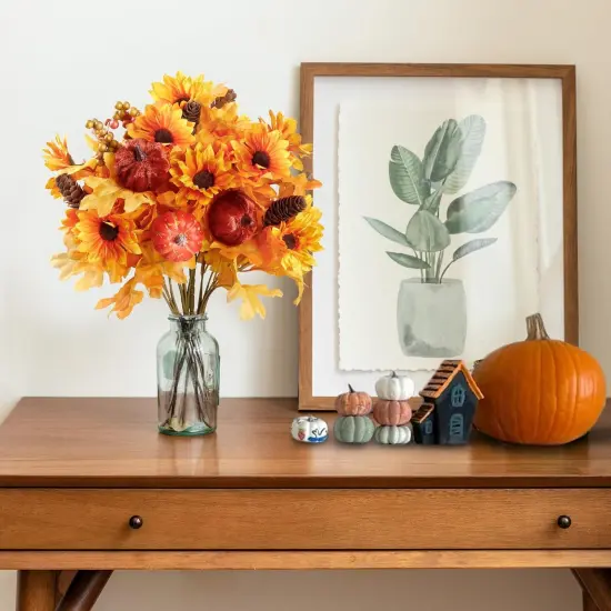 Artificial Fall Flowers 4 Pcs Floral Arrangement {3}