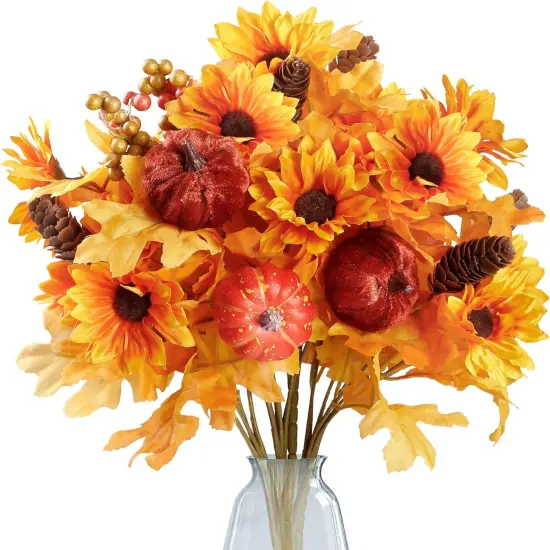 Artificial Fall Flowers 4 Pcs Floral Arrangement {1}