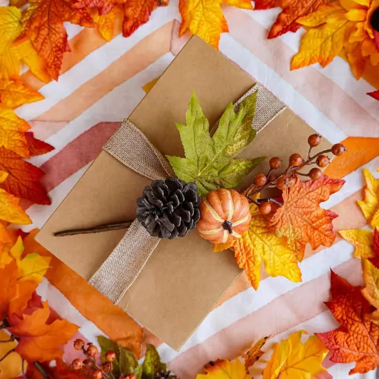 8 Pcs Fall Harvest Artificial Maple Leaf Stems Fall Picks {5}