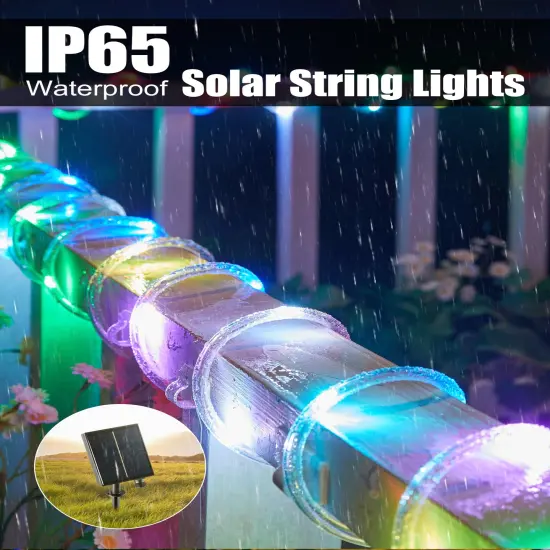Brightown Solar String Lights Outdoor Waterproof, 18 Colors Changing 39FT Fairy Rope Light Solar Powered with Remote, 100 LEDs Multicolor Trampoline Light Rope Lighting for Outside Christmas Party {4}