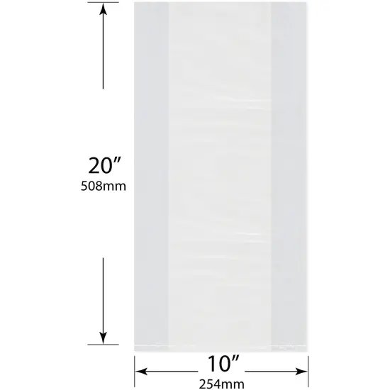 Plymor 10" x 4" x 20" (Pack of 100), 2 Mil Gusseted Plastic Bags {3}