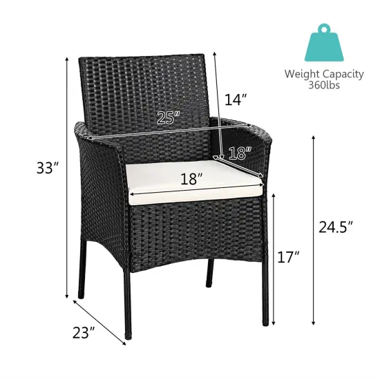 Costway 2PCS Chairs Outdoor Patio Rattan Wicker Dining Arm Seat With Cushions {4}