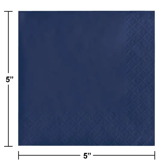 1200 pc Bulk Navy 2 Ply Beverage Napkins {2}