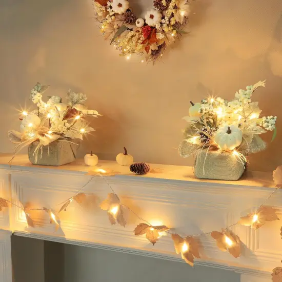 Lighted Fall Tree with LED Tabletop Decor {4}