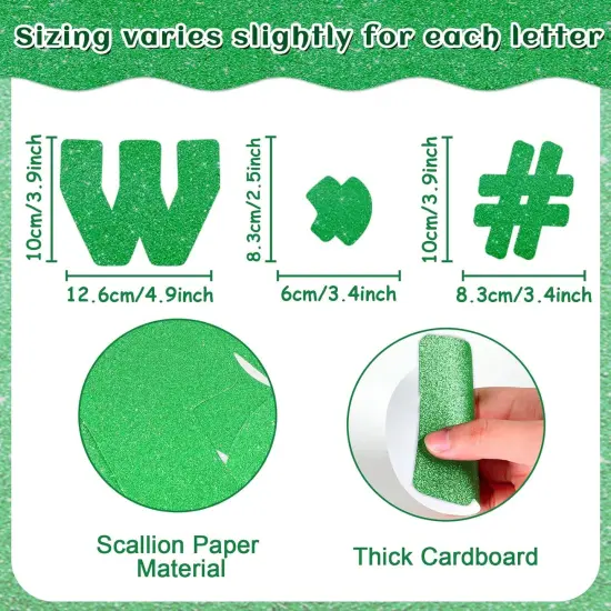 260Pcs Glitter Green Bulletin Board Letters for Classroom {3}