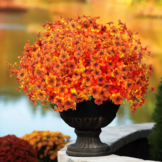 16 Bundles Artificial Fall Flowers for Outdoors {2}
