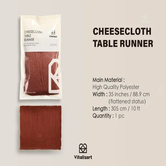 Cheesecloth Table Runner 10ft Gauze Boho Rustic Terracotta Cheese Cloth- 120 Inches Burnt Orange {2}