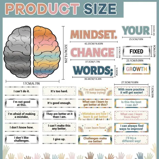 Boho Rainbow Growth Mindset Bulletin Board Inspirational Set {2}