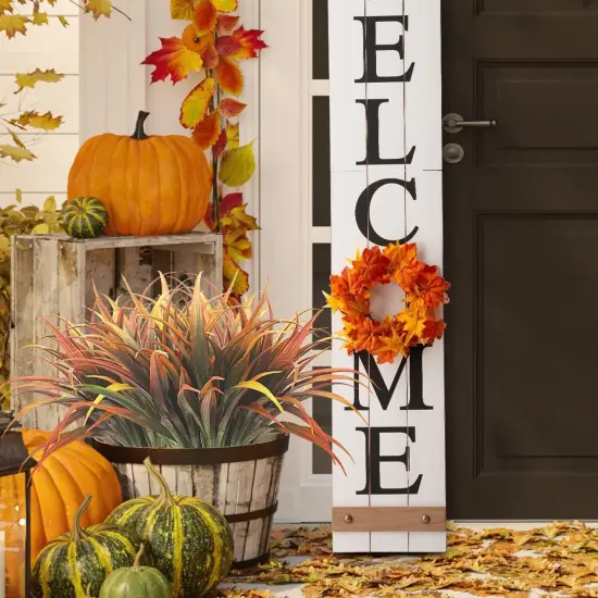 10Pcs Artificial Fall Plants - Fall Orange {2}