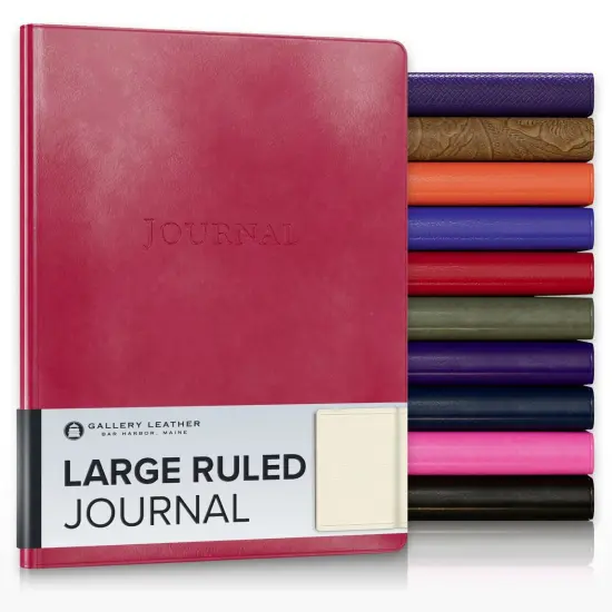 Gallery Leather Journal - Crafted in Maine, USA - Elegant Leather Writing Notebook with 192 Lined Pages - A Timeless Space for Your Thoughts - 9.75x7.5 ", Large Lined Acadia Wild Rose {1}