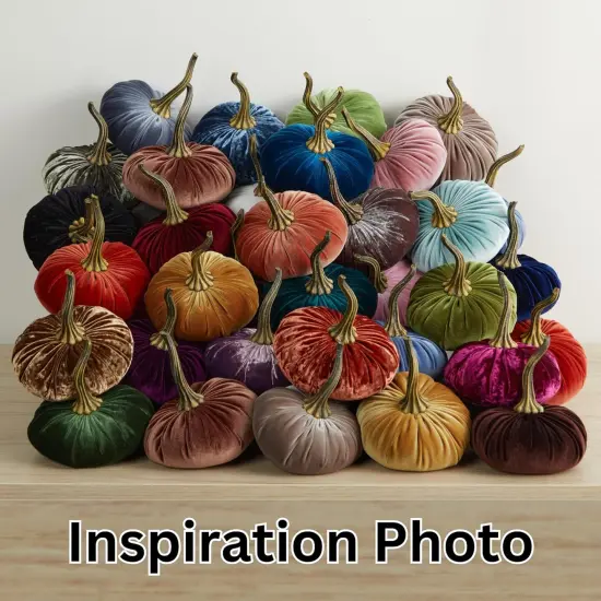 Set of 3 Velvet Pumpkins - (Rust, Gold, Olive) {5}