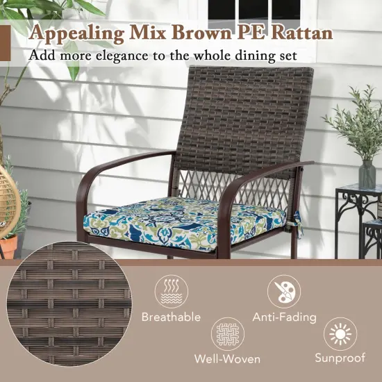 Costway 5 PCS Patio Dining Set with Wood-Plastic Tabletop & Umbrella Hole for Backyard {6}