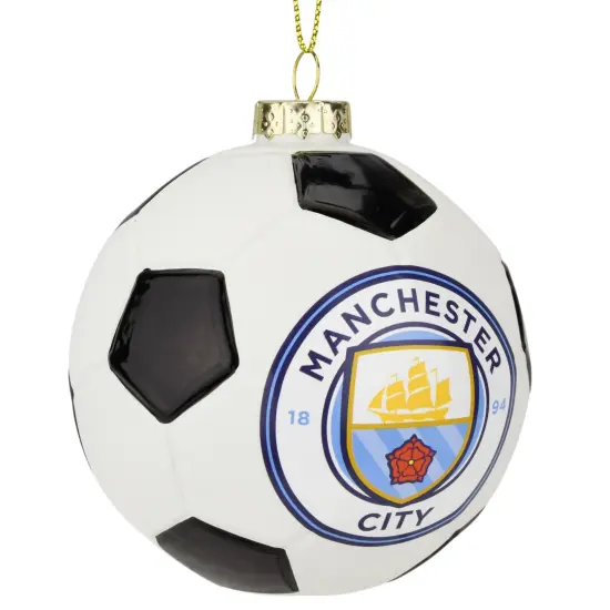 Tree Buddees x Manchester City F.C. Official Football Club Bauble Limited Edition Christmas Ornament - Glass Soccer Ball {4}