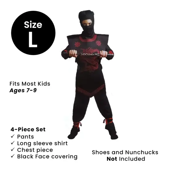 Northlight Ninja Boys Children's Halloween Costume - Large 7-9 - Red and Black {5}